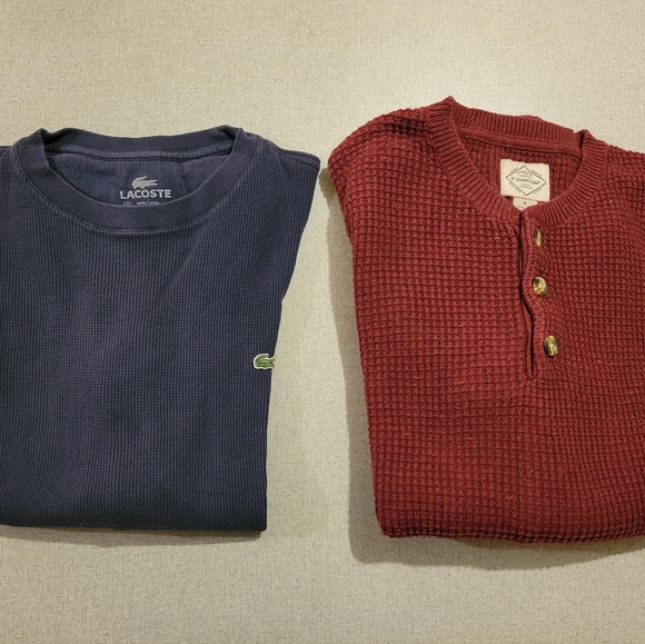 Lacoste Thermal Sweatshirt (+ St Johns Bay Cotton Sweater) - Picture 1 of 6